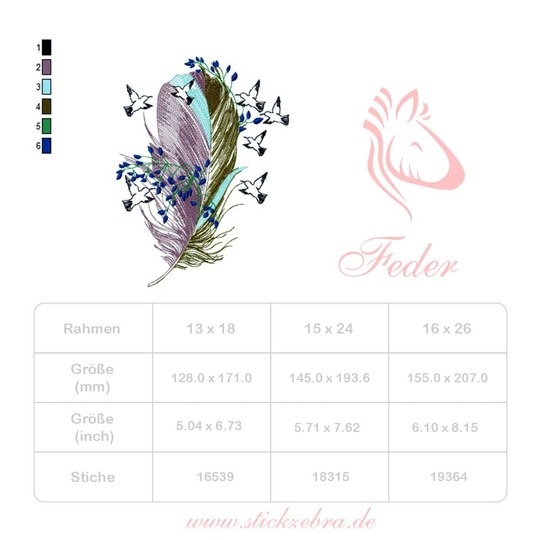 Vogelfeder Stickdatei