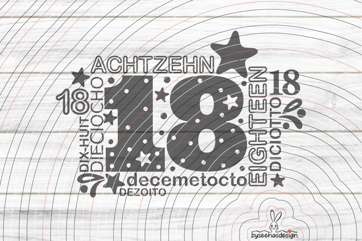 Achtzehn Plotterdatei SVG DXF - Bild 2