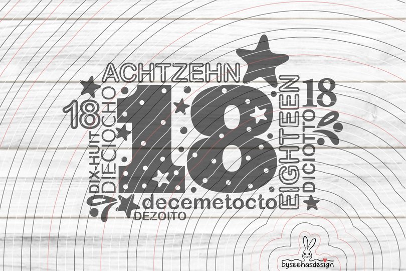Achtzehn Plotterdatei SVG DXF