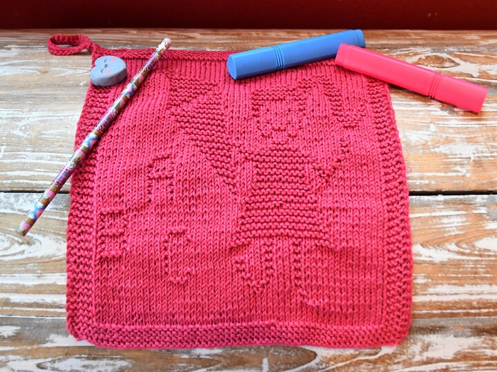 Strickanleitung Waschlappen "Schulkind Mädchen" - ganz einfach