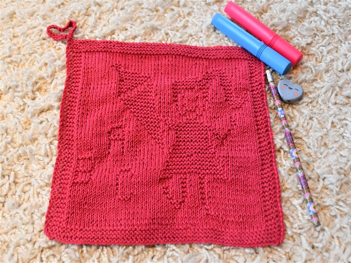 Strickanleitung Waschlappen "Schulkind Mädchen" - ganz einfach