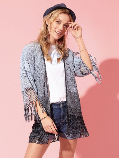 Häkelanleitung: Fransenjacke aus schönem Farbverlaufsgarn