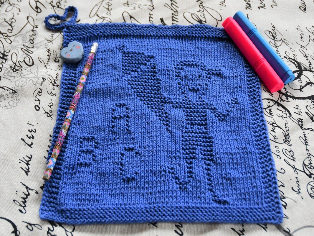 Strickanleitung Waschlappen "Schulkind Junge" - ganz einfach