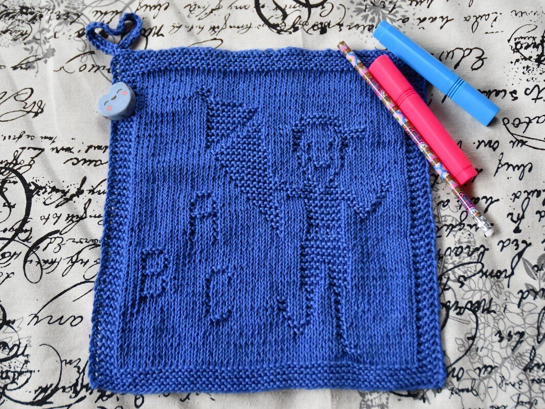 Strickanleitung Waschlappen "Schulkind Junge" - ganz einfach - Bild 2