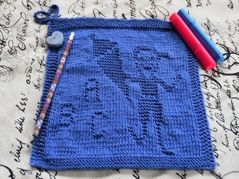 Strickanleitung Waschlappen "Schulkind Junge" - ganz einfach