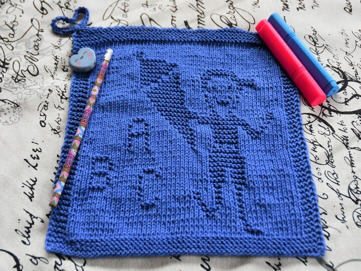 Strickanleitung Waschlappen "Schulkind Junge" - ganz einfach