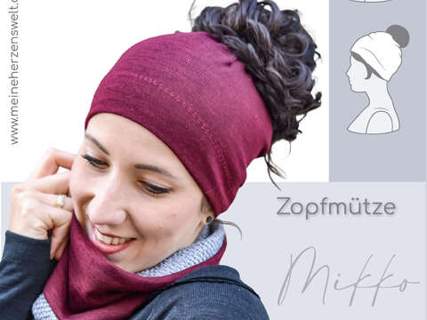 Zopfmütze – E-Book Schnittmuster Gr. 48-60 – Damen / Kinder – Mikko