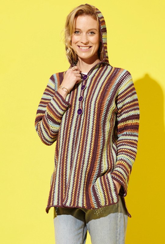 Häkelanleitung: Gestreifte Kapuzen-Jacke in fünf Farben - Bild 4