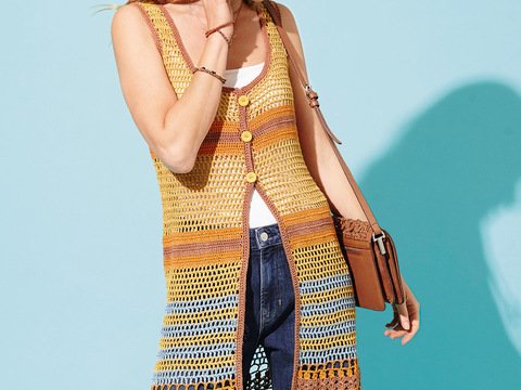 Häkelanleitung: Lässige Häkelweste in vier Farben und vier einfachen Muster