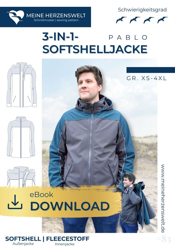 Softshelljacke Herren – E-Book Schnittmuster Gr. XS-4XL – Pablo