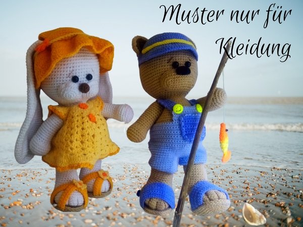 Summer clothes Teddy and Bunny. Crochet pattern