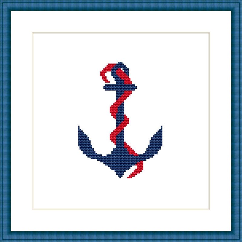 Kreuzstichvorlage Anker für maritime Wanddeko, leicht für Anfänger, PDF - Bild 2