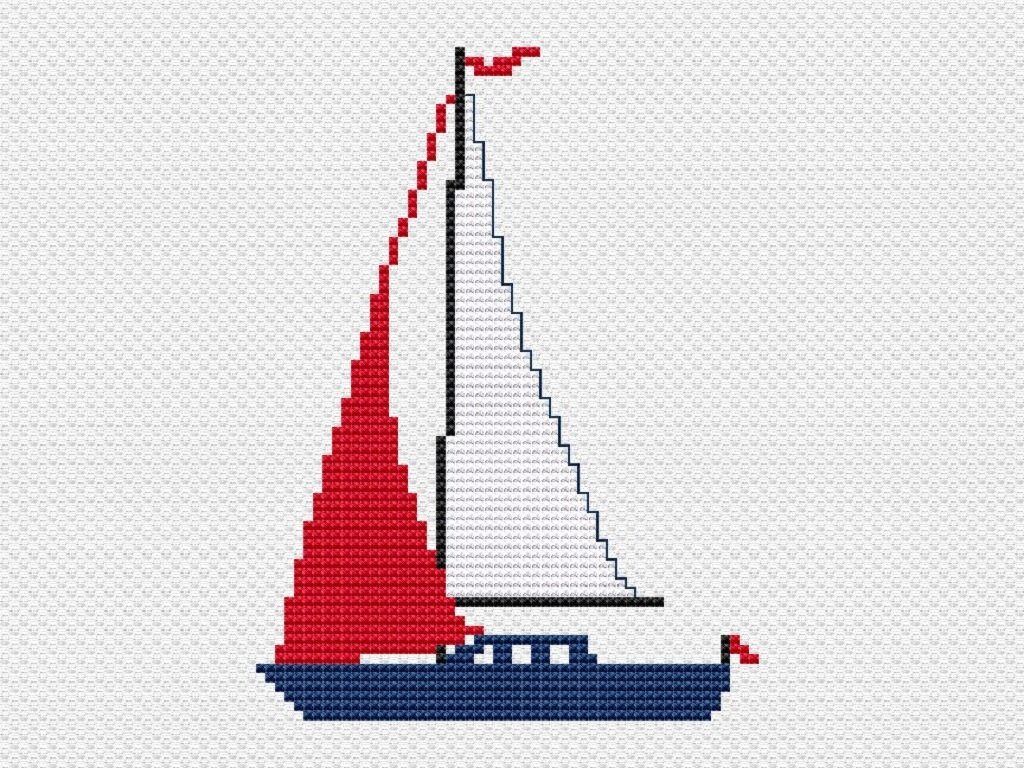 Kreuzstichvorlage Segelschiff/Segelboot leicht für Anfänger,PDF Download
