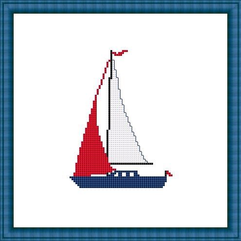 Kreuzstichvorlage Segelschiff/Segelboot leicht für Anfänger,PDF Download - Bild 2