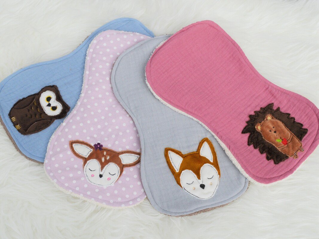 ITH Stickdatei Waldtiere Spucktuch Schulterspucktuch