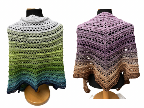 Kombihäkelanleitung "Irisa", Dreieckstuch/ Sichelmondtuch