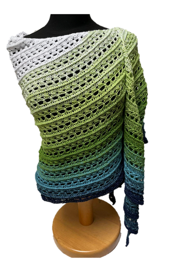 Kombihäkelanleitung "Irisa", Dreieckstuch/ Sichelmondtuch