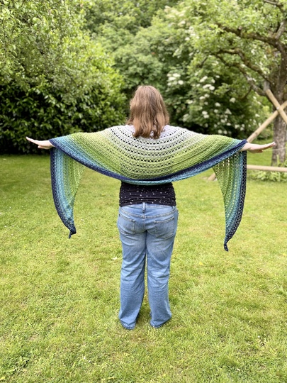 Kombihäkelanleitung "Irisa", Dreieckstuch/ Sichelmondtuch