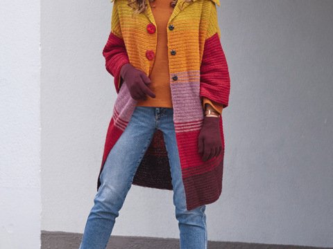 Häkelanleitung:  Jacke oder Kurzmantel: mit sechs Farben