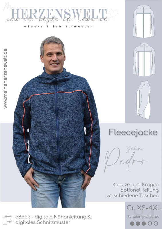 Fleecejacke Herren – E-Book Schnittmuster Gr. XS-4XL – Pedro
