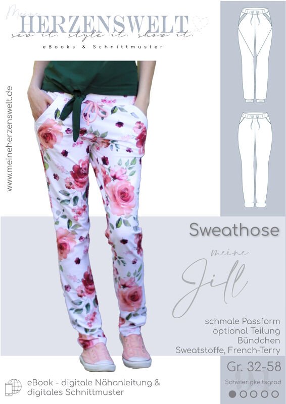 Sweathose Damen – E-Book Schnittmuster Gr. 32-58 – Jill
