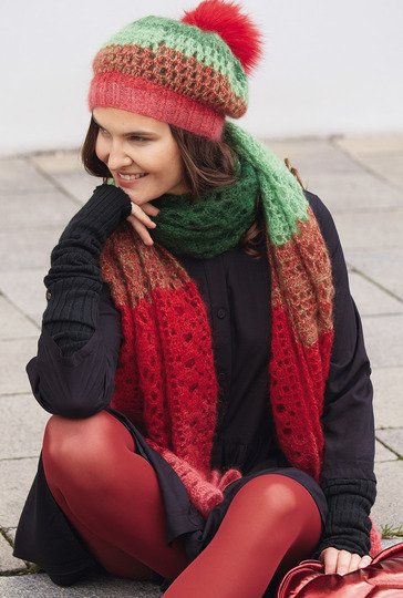 Häkelanleitung: Gehäkelte Mütze und Schal im Ajourmuster