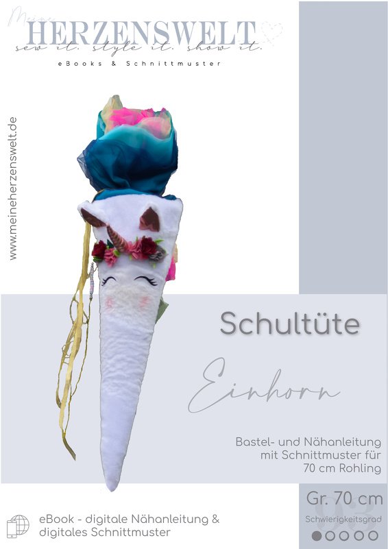 Schultüte Schnittmuster – E-Book Anleitung – Einhorn-Schultüte