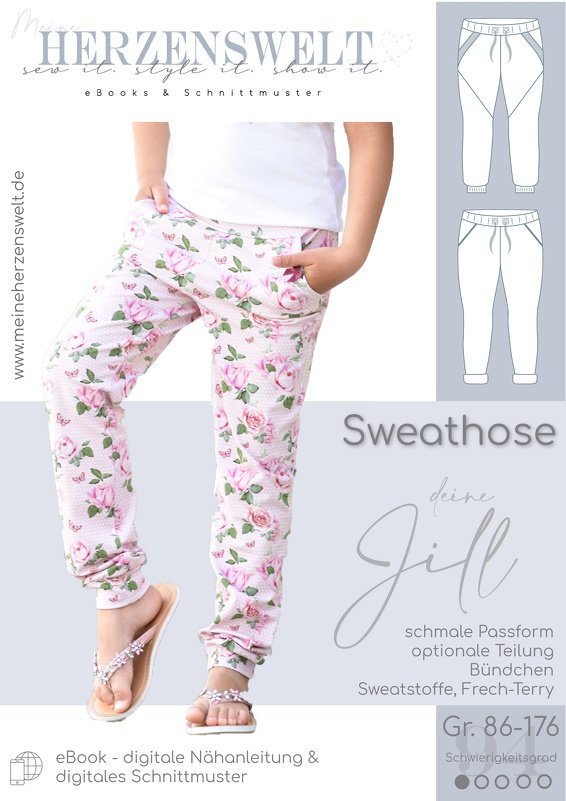 Sweathose Kinder – E-Book Schnittmuster – Gr. 86-176 – Jill