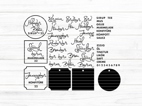 Etiketten Beeren Plotterdatei SVG DXF FCM