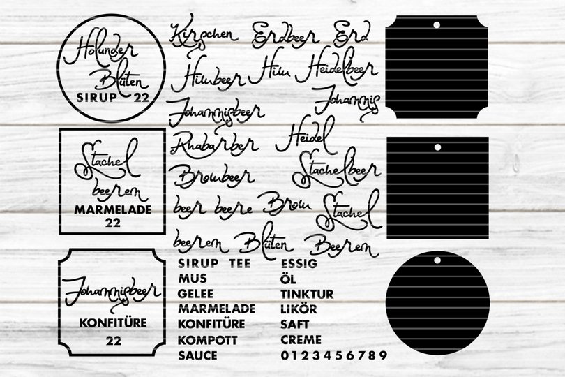 Etiketten Beeren Plotterdatei SVG DXF