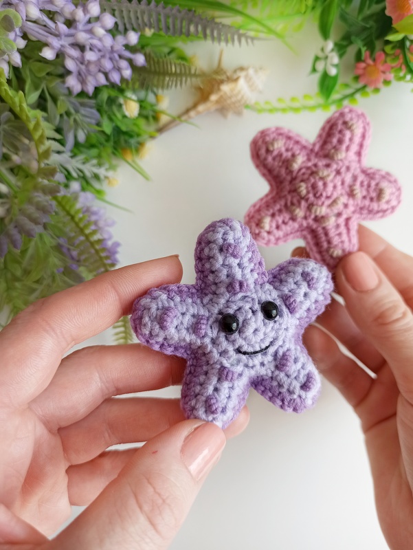 Starfish crochet pattern, amigurumi sea star NO SEW beginner crochet keycha - Image 10