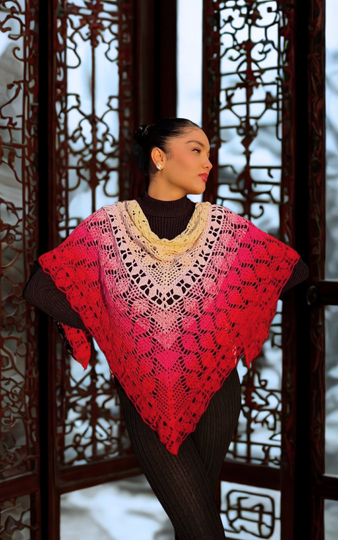 Crochet Pattern Triangle Shawl Hayat – with Crochet Chart