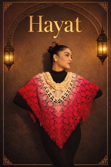 Crochet Pattern Triangle Shawl Hayat – with Crochet Chart