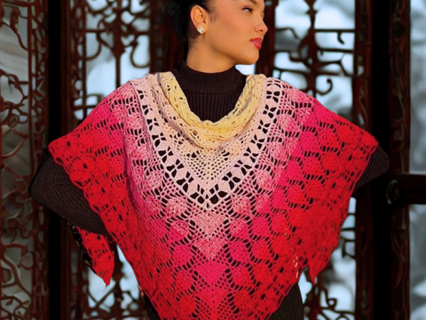 Crochet Pattern Triangle Shawl Hayat – with Crochet Chart