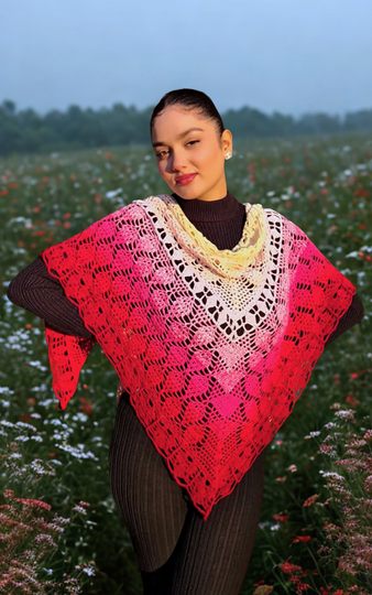 Crochet Pattern Triangle Shawl Hayat – with Crochet Chart