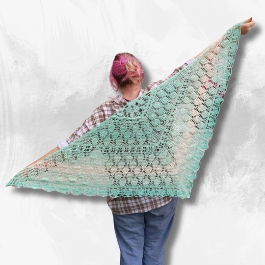 Crochet Pattern Triangle Shawl Hayat – with Crochet Chart
