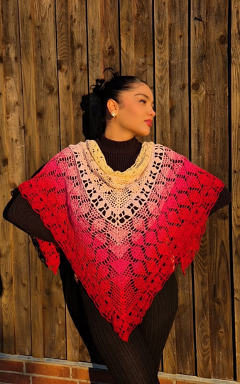 Crochet Pattern Triangle Shawl Hayat – with Crochet Chart