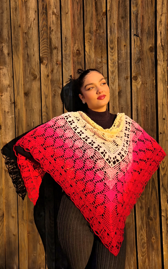 Crochet Pattern Triangle Shawl Hayat – with Crochet Chart