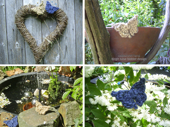 Schmetterling häkeln, Hutnadel Brosche Miss Butterfly, Deko