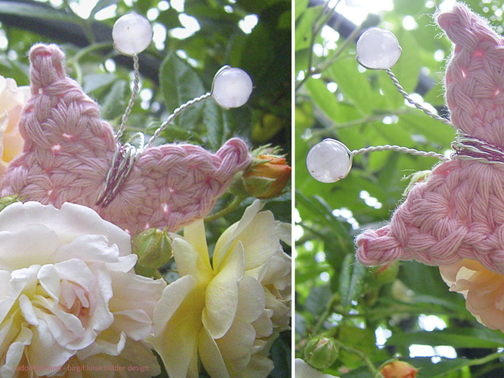 Schmetterling häkeln, Hutnadel Brosche Miss Butterfly, Deko