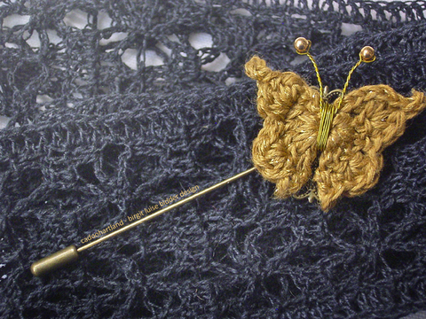 Schmetterling häkeln, Hutnadel Brosche Miss Butterfly, Deko