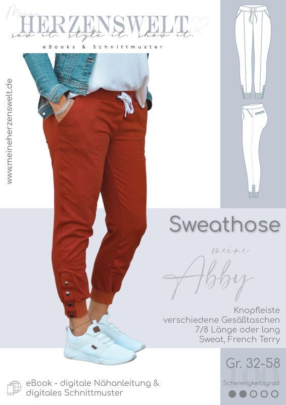 Sweathose Damen – E-Book Schnittmuster Gr. 32-58 – Abby