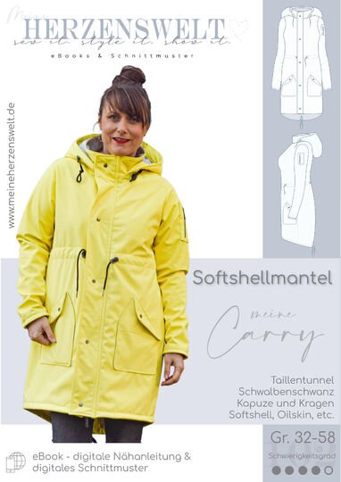 Softshellmantel Damen – E-Book Schnittmuster 32-58 – Carry