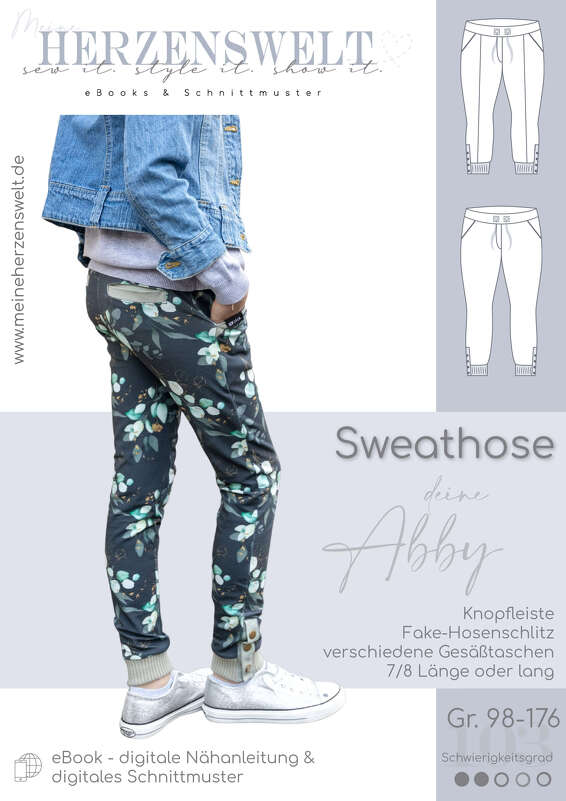Sweathose Kinder – E-Book Schnittmuster Gr. 98-176 – Abby