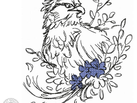 Adler Stickdatei – Elegantes Doodle mit floraler Note