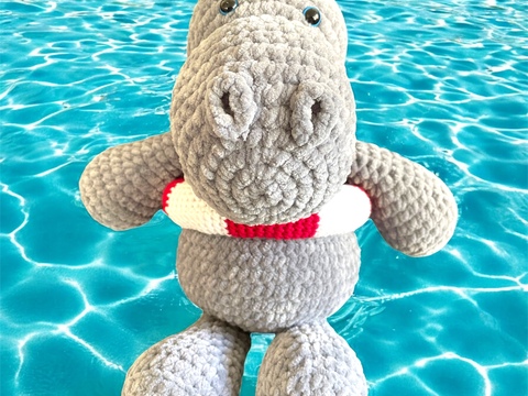 Häkelanleitung: Nils, das kleine Nilpferd - mit Schwimmring