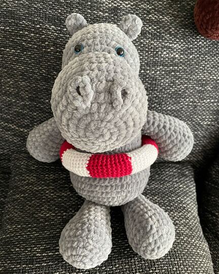 Häkelanleitung: Nils, das kleine Nilpferd - mit Schwimmring