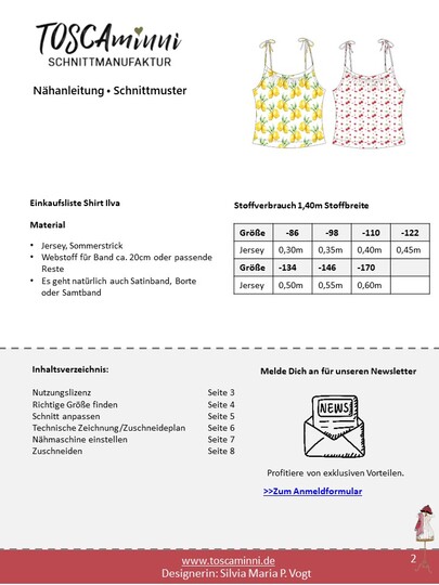 Top Ilva Gr. 80-70 Schnittmuster und Nähanleitung