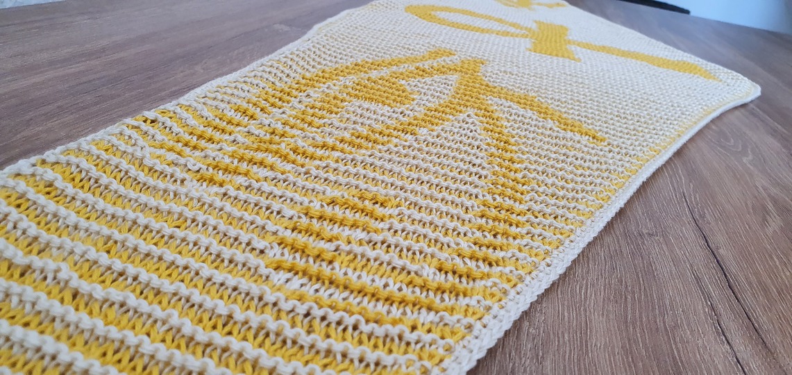 Ankh und Horus, flaches Tuch, Schattenstricken, Illusionsstricken