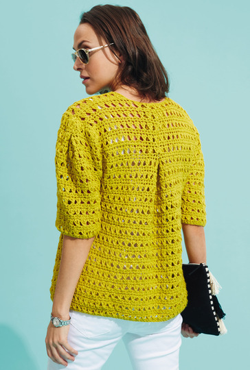 Häkelanleitung: Kurzärmeliger Häkelpulli mit Schlingenmuster